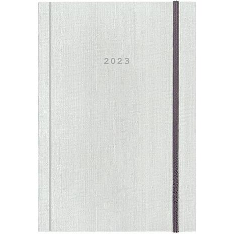 Ημερολόγιο Ημερήσιο NEXT Fabric δετό με λάστιχο 17x25cm 2023 λευκό